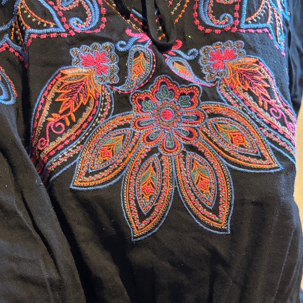 BOC Black Top with Colorful Embroidery - Picture 3 of 6